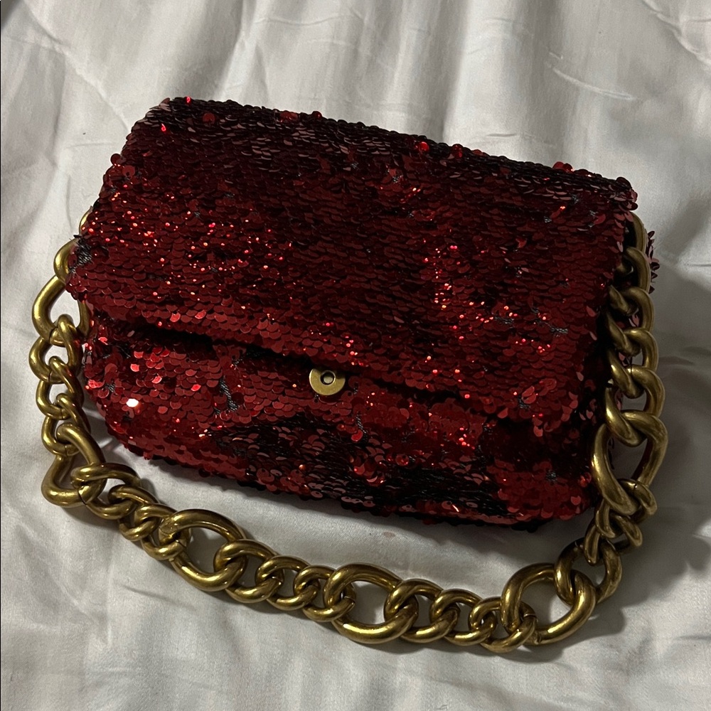 Montana West Red Sequin Chain Shoulder Bag